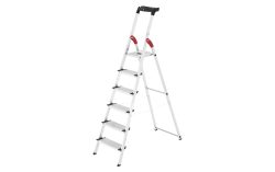 Hailo, Hailo L80 ComfortLine 8040-607 Aluminium Stufen-Stehleiter inkl. Werkzeugablage Arbeitshöhe (max.): 3.05 m Silber,