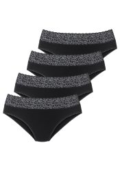 LASCANA Jazz-Pants Slips 4er Pack, aus elastischer Baumwolle mit Leo-Spitze am Bund