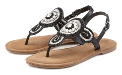 LASCANA Zehentrenner, Sandale mit aufwendiger Verzierung und softer Lederinnensohle