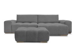 Ecksofa mit Hocker BOBOCHIC ANAKIN Boucle-Stoff dunkelgrau