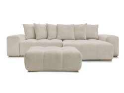 Ecksofa mit Hocker BOBOCHIC ANAKIN Boucle-Stoff beige