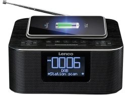 Lenco DAB+ Radiowecker CR-650BK DAB+/FM , BT und kabelloser Ladefunktion, Schwarz
