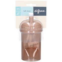 Difrax Auslaufsicherer Trinkbecher mit Strohhalm, Mocha ? 250 ml