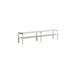 Umkleidebank aus Edelstahl, HxT 450 x 350 mm L 2000 mm, mit Schuhrost, ohne Hakenleiste