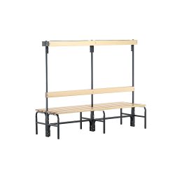 Garderobenbank mit Hakenleisten beidseitig, 8 Haken 1500 mm ohne Schuhrost