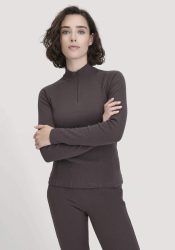 hessnatur Loungewear Longsleeve Fitted BETTER RECYCLING aus Bio-Baumwolle - lila Grösse46