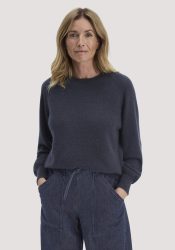 hessnatur Damen Strick Pullover Relaxed BETTER RECYCLING aus Cashmere - blau GrösseS