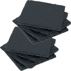 8er-Set Schiefer-Untersetzer, Glasuntersetzer in edler Optik, je 10 x 10cm