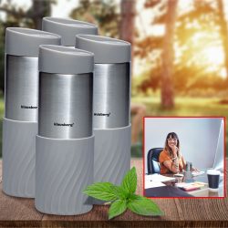 4er-Set Doppelwandiger Thermobecher, 420ml, grau