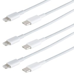 3er-Set Schnellladekabel USB-C auf Lightning, PD, weiss, 1 m