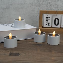8er-Set LED-Teelichter, solarbetrieben, inkl. Dämmerungs-Sensor, IP44, weiss
