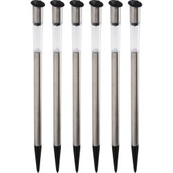 6er-Set Elegante Solar Gartenlampe aus Edelstahl, mit Erdspiess, 70 x 3 cm
