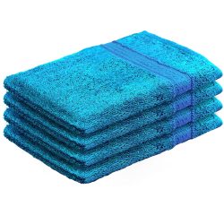 4er-Set Waschhandschuhe aus 100% Baumwolle, Waschlappen mit Schlaufe, türkis