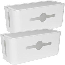 2er-Set Kabelbox inkl. Tablet-& Handyhalterung, 31 x 13,5 x 13 cm, weiss