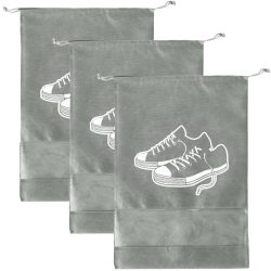 3er-Set Schuhbeutel mit Kordel, 36 x 26 cm, grau