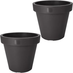 2er-Set Blumentopf rund, anthrazit, Pflanztopf aus 100% recyclebarem Kunststoff, Ø 30 cm