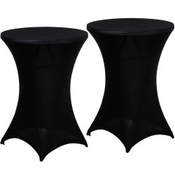 2er-Set Schwarze Stehtischhusse für Tische bis 115cm, Ø 90cm