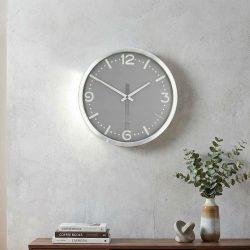 Funkwanduhr Ø30 H4,3cm, grau/metall