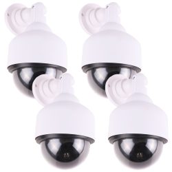 4er-Set Überwachungskamera Attrappe mit roter Betriebs-LED, Kamera Dummy