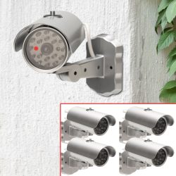 4er-Set Überwachungskamera Attrappe, Bewegungssensor & rotem Blinklicht, Batteriebetrieb