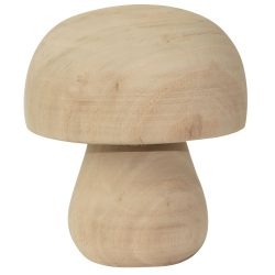 Deko Figur Pilz aus Pauwloniaholz, Holz Dekoration Pilz, braun, 12 x 14 cm