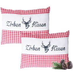 2er-Set Zirbenkissen Vichy Rot 26 x 19 cm