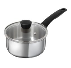 Kuhn Rikon Classic Stielkasserolle mit Glasdeckel 18 cm - 2.3 l - BOX Kochtopf Linien