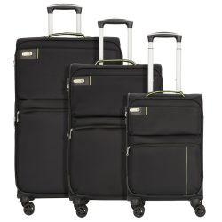 D&N Travel Line 6704 - 3-teiliges Koffer-Set Dobby Nylon in schwarz