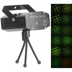 Indoor-Laser-Projektor mit 12 Leuchtmustern, Sound-Steuerung, grün/rot / Lampen