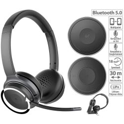 Profi-Stereo-Headset mit Bluetooth 5, 18-Std.-Akku, 30 m Reichweite / Headset