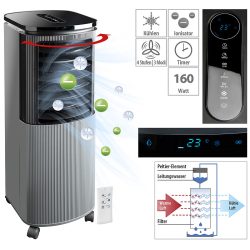 Verdunstungs-Luftkühler mit Peltier-Element, Ionisator, 7 l, 160 W / Luftkühler