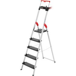 Hailo L100 TOPLINE 8050-507 Aluminium Stufen-Stehleiter inkl. Werkzeugablage Arbeitshöhe (max.): 3.07 m Silber, Schwarz,