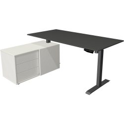 Kerkmann Move 1 L-Förmig Elektronisch Höhenverstellbarer Sitz-Stehschreibtisch Melamin, Stahl Anthrazit 1650 x 1350 x 1230 mm