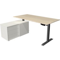 Kerkmann Move 1 L-Förmig Elektronisch Höhenverstellbarer Sitz-Stehschreibtisch Melamin; Stahl Anthrazit Ahorn 1650 x 1350 x 1230 mm