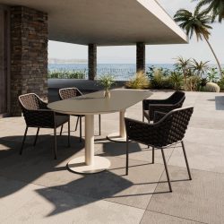 Gartentisch Monaco Beige Ca. 220x100x75cm 220/100/75 cm Metall, Glas Beige oval 