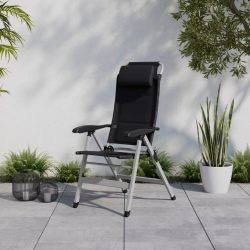 Gartenstuhl Geri Schwarz/silberfarben Metall, Textil Schwarz, Silberfarben 