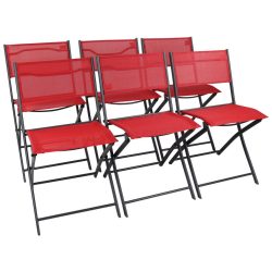 Gartenklappstuhl-Set Sumila Textil Rot 