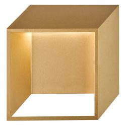 Goldfarbene LED-Wandleuchte Quebec in Würfelform