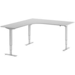 Eckschreibtisch Atlanta, elektrische Höhenverstellung, links, BxT 1800 x 2000 mm, lichtgrau/weiß