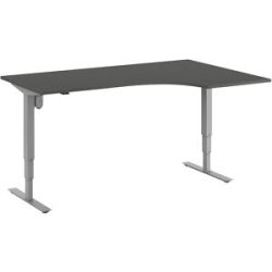 Eckschreibtisch Atlanta, elektrische Höhenverstellung, rechts, BxT 1800 x 1200 mm, dunkelgrau/silber