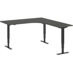 Eckschreibtisch Atlanta, elektrische Höhenverstellung, rechts, BxT 1800 x 2000 mm, dunkelgrau/schwarz
