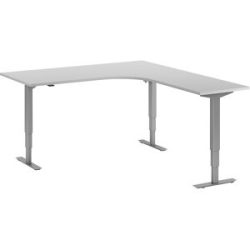 Eckschreibtisch Atlanta, elektrische Höhenverstellung, rechts, BxT 1800 x 2000 mm, lichtgrau/silber