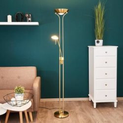 Josefin - LED-Stehlampe mit Leseleuchte, messing