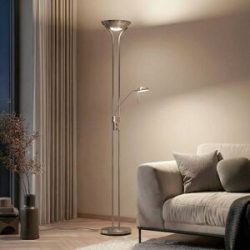 LED-betriebener Deckenfluter Josefin mit Leselicht