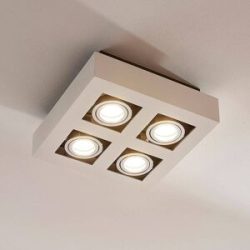 Quadratische LED-Deckenlampe Vince in Weiß, 4-fl.