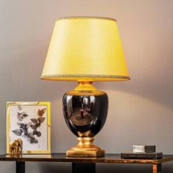 Tischleuchte Mozart in schwarz/gold