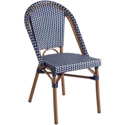 VEGA Outdoor Bistrostuhl Astoria; 46x53x87.5 cm (BxTxH); Sitz blau/weiss, Gestell braun; 2 Stück / Pack