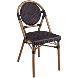 VEGA Outdoor Stapelstuhl Tolia ohne Armlehnen; 46x55x87.5 cm (BxTxH); Sitz schwarz, Gestell hellbraun; 2 Stück / Pack