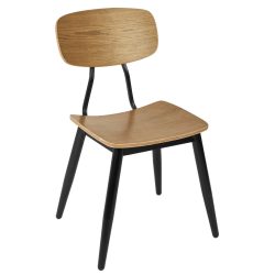 VEGA Holzstuhl Scola; 50x47x85 cm (BxTxH); Sitz eiche antik, Gestell schwarz; 2 Stück / Pack