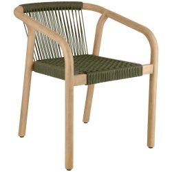 VEGA Outdoor-Stuhl Kando; 58x58x75 cm (BxTxH); Sitz oliv, Gestell natur; 2 Stück / Pack